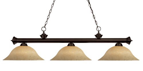 Z-Lite 100703BRZ-GM16 56-Inch 3-Light Billiard / Island Fixture with Golden Glass Shades On Sale
