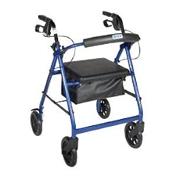 Aluminum Rollator with Fold Up and Removable Back Support, Padded Seat, 8" Casters with Loop Locks