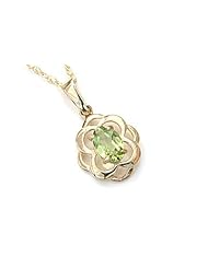 Peninsula Jewellery 9Ct Gold Celtic Style Peridot Pendant With 18 Inch Chain