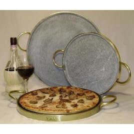 Temperature Ware Large Pizza Stone Brass Finish by Temperature Ware