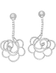 14K White Diamond earrings Pair 1 3 4 Ct Tw
