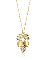 Alex Woo "Vida" Diamond and 14k Yellow Gold Leaf Pendant Necklace, 16"