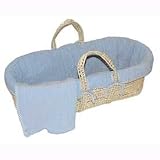 Cable Knit Moses Basket - color: Light Blue