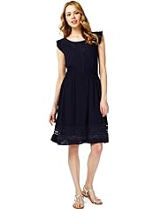 Crochet Trim Fit & Flare Dress
