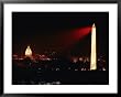 Highly Concentrated Laser Light Flashes Across the Potomac from the Top of the Washington Monument Framed Art Poster Print, 39x31
