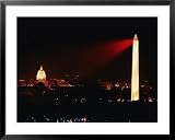 Highly Concentrated Laser Light Flashes Across the Potomac from the Top of the Washington Monument Framed Art Poster Print, 39x31