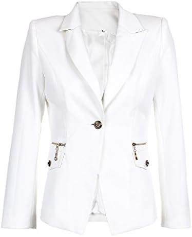 Wantdo Women's Casual Work Office Tailored One Button Boyfriend Blazer