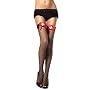Valentine's Day Industrial Net Thigh High Nylon Stocking with Contrast Satin Bow and Nurse Badge Applique