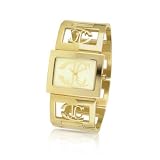 Just Cavalli Squared - Logo Gold Plated Link Bracelet Watch by Roberto Cavalli