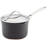 Anolon 83527  Nouvelle Copper Hard Anodized Nonstick Covered Straining Saucepan, 3.5-Quart