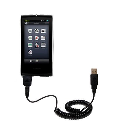 Coiled USB Cable for the Cowon S9 with Power Hot Sync and Charge capabilities - uses Gomadic TipExchange Technology