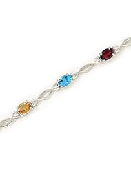 14kt Yellow Gold Oval Multi Color and Diamond Bracelet
