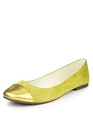 Water Repellent Suede Metallic Toe Cap Pumps