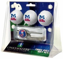 Mississippi Miss) Rebels 3 Ball Golf Gift Pack With Kool Tool