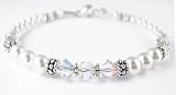 April Crystal Diamond Birthstone Swarovski Crystal Beaded Pearl Bracelets