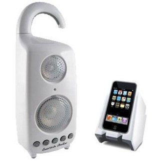 Smartak Audio Wireless Waterproof Shower Speaker With Dock Transmitter --- Connect Your Radio, Ipod Touch, iPhone, Ipod Classic , Ipod Nano, Ipod shuffle, Sandisk Sansa, Creative Zen Or Any MP3 Players
