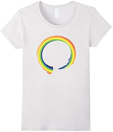 Women's Rainbow Enso T-Shirt - Mens &amp; Womens Sizes Small White