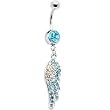 Aqua Aurora Jeweled Angel Wing Belly Ring