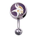 Minnesota Vikings 316L Stainless Steel Belly Ring - 14G - 3/8 Inch Bar Length - Sold Individually
