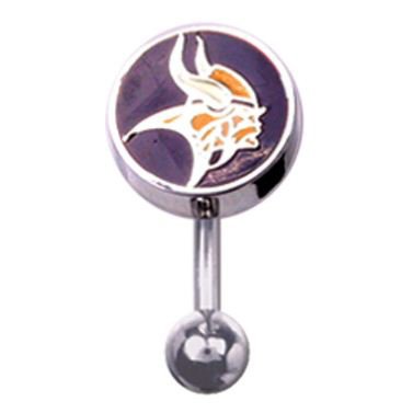 Minnesota Vikings 316L Stainless Steel Belly Ring - 14G - 3/8 Inch Bar Length - Sold Individually