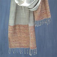 Silk shawl, 'Sunrise in Snow'