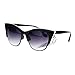 SA106 Womens High Point Squared Half Rim Look Cat Eye Sunglasses Black - Smoke