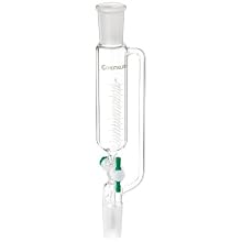 Chemglass CG-1712-01 Glass Cylindrical Style Graduated Addition Funnel, with 2mm PTFE Stopcock, 60mL Capacity