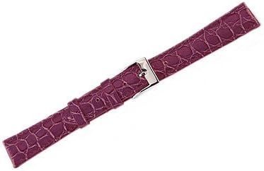 Leather Watch Band Lux Crocodile DK. Purple (18mm) Long LB15-182