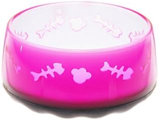 Cartoon Fish Bone Pattern Acrylic Imitation Crystal Pet Dog Cat Bowls (M, Rose)