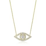 Susan Hanover Evil Eye Gold Necklace with Pave