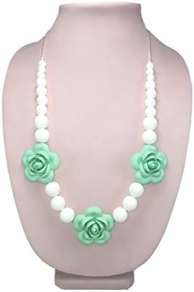 Holly Jolly Baby Flower Silicone Beaded Teething Necklace - Mint
