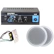 Pyle Home Popular Amplifier/Speaker Package -- PTA1 Mini 2 x 15-Watt Stereo Power Amplifier + PDIC51RD 5.25-Inch 2-Way In-Ceiling Speakers System + Wall Mount Rotary Volume Control Knob
