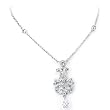 Eye-Catching Solid Sterling Silver Cubic Zirconia Rhodium Plated 16" Necklace with Cubic Zirconia Fancy Chandelier Style Charm