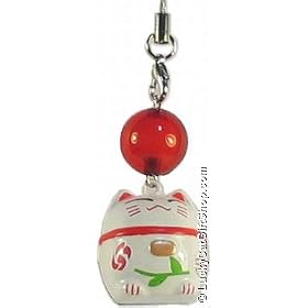 White Lucky Cat Bell Accessory