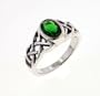 Sterling Silver Irish Celtic Knot Oval Synthetic Emerald Ring(Sizes 5,6,7,8,9)