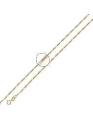 14K Solid Yellow Gold Figaro Chain Necklace 1.3mm (3/64 in.) - 20 in.