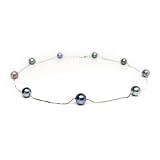 HinsonGayle AAA Premium Round 8.0-8.5mm Peacock Black Cultured Pearl Tin Cup Necklace