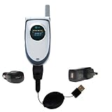 Retractable USB Hot Sync Compact Kit with Car & Wall Charger for the LG VX5450 - Gomadic Brand w/ TipExchange Technology