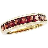 14K Yellow Gold Genuine Garnet Channel Ring Size 6