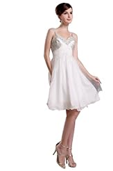 Charmeuse/Chiffon/Silk Beaded Sleeveless Spaghetti Strap Knee Length Prom Dress 