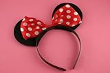 Cute pair of Black with red and white spotted bow Minnie mouse ears ,Fancy dress, Dressing up box , Hen nightsIMAGE