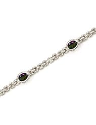 14K White Gold Oval Mystic Topaz Bracelet