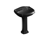 IMAGE OF Kohler K-2221-1-7 Portrait Pedestal Lavatory with Single-Hole Faucet Drilling, Black Black