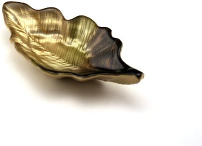 Arda Willow Leaf 3-1/2-Inch By 6-Inch Leaf Dish, Metallic Golden/Green/Brown, Set of 4