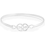 Sterling Silver Celtic Love Knots Hook Bangle Bracelet, 7.5
