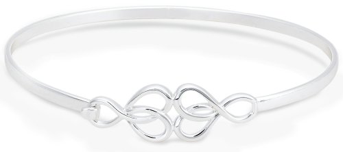 Sterling Silver Celtic Love Knots Hook Bangle Bracelet, 7.5