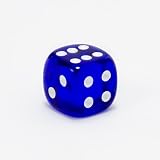 12mm 6-sided European Acrylic Translucent Dice, Blue with White