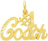 10K Yellow Gold #1 Coach Charm Diamond Cut