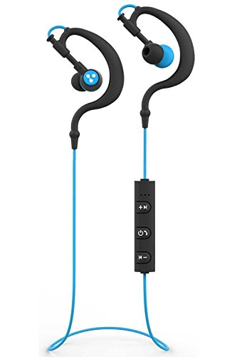 Bluetooth Headphones Syllable Noise Cancelling Sweatproof Sports Earbuds for Running with Mic, work for iPhone iPad Samsung Galaxy smartphones tablets Android, Laptop desktop, speaker and More - Blue