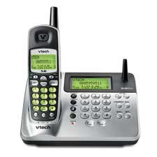 Click here to buy VTEIA5879 - Cordless Phone, 2.4GHz, 2-Line, Caller ID, Black Silver by VTech.